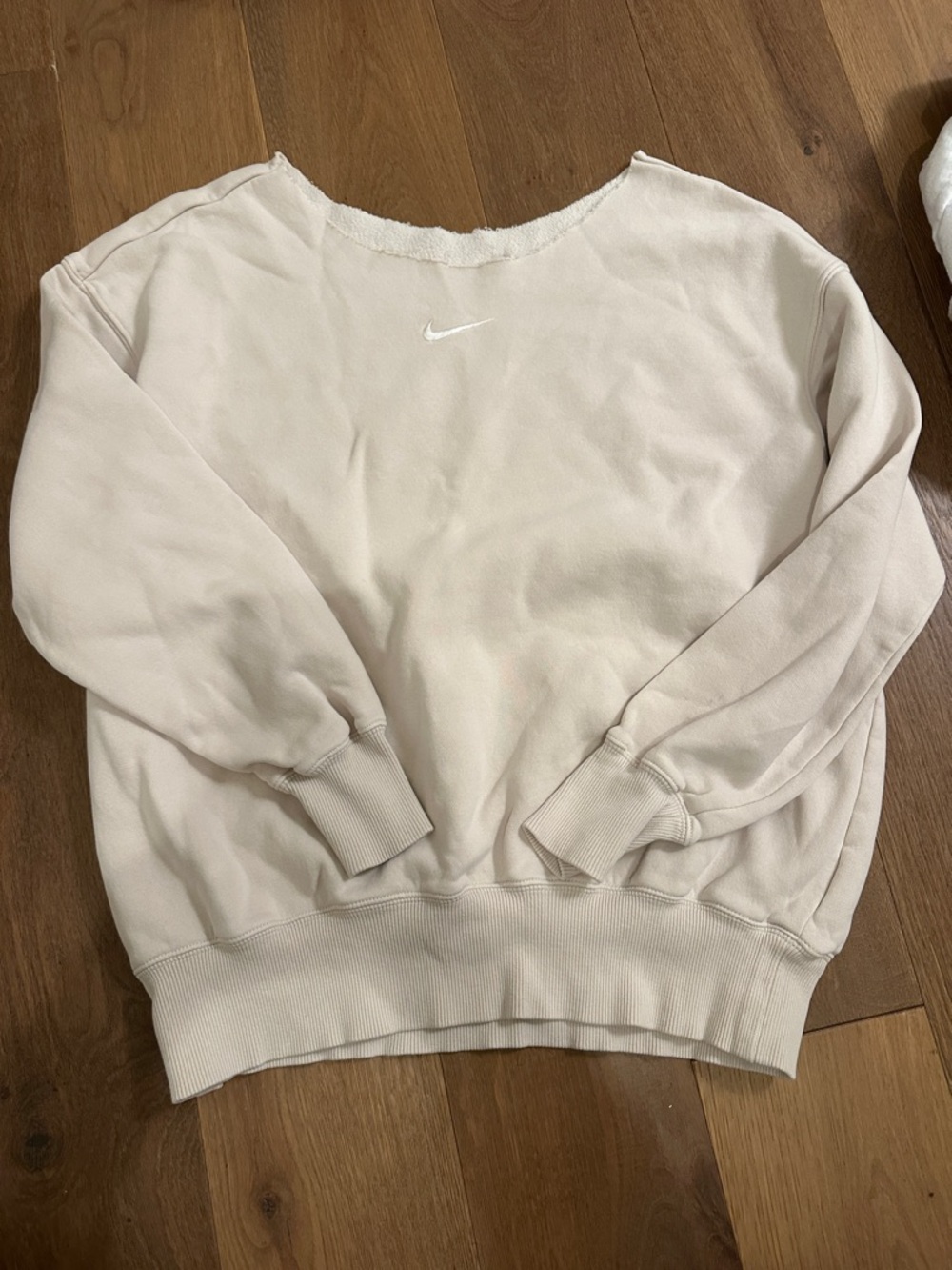 Nike Light Beige Pullover Sweatshirt with White Swoosh